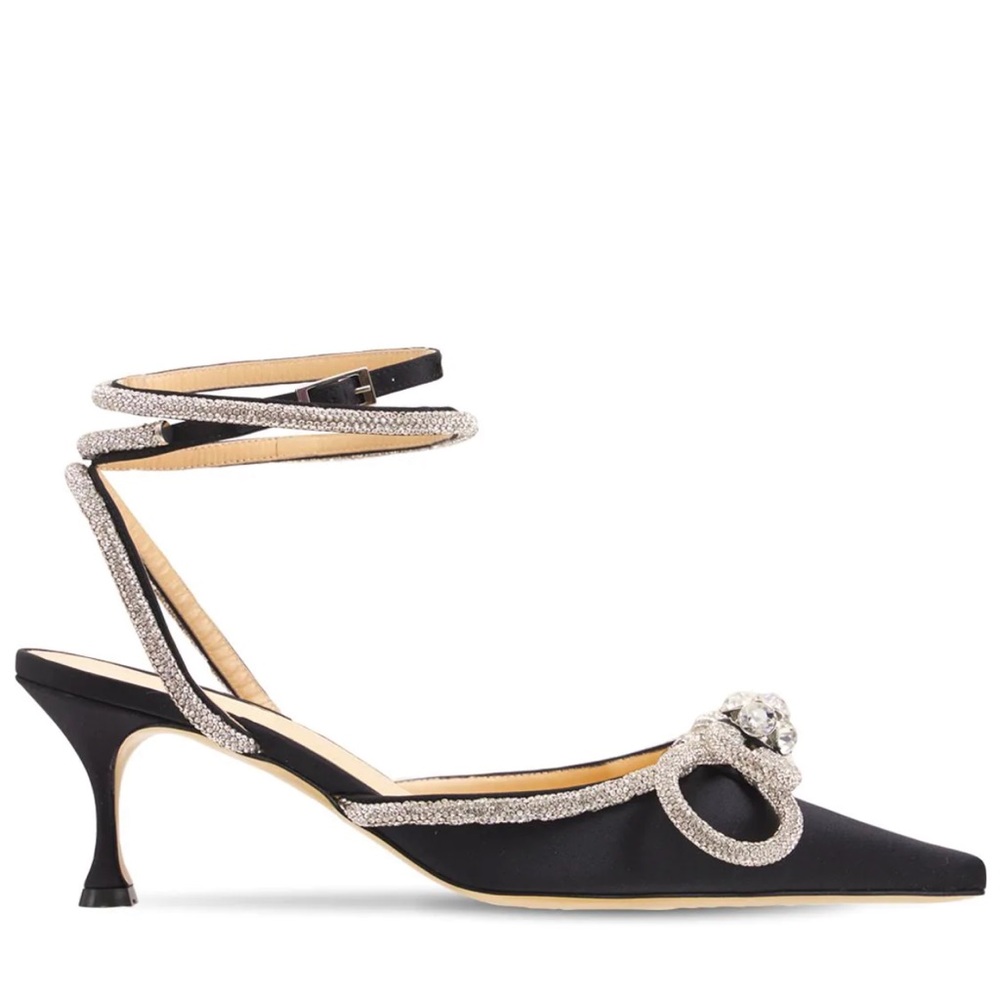 MACH & MACH
65MM DOUBLE BOW SILK SATIN PUMPS. Comes with Box and satin pouch